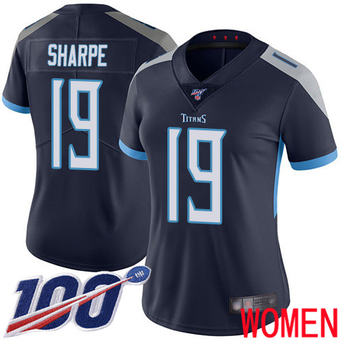 Tennessee Titans Limited Navy Blue Women Tajae Sharpe Home Jersey NFL Football #19 100th Season Vapor Untouchable->youth nfl jersey->Youth Jersey
